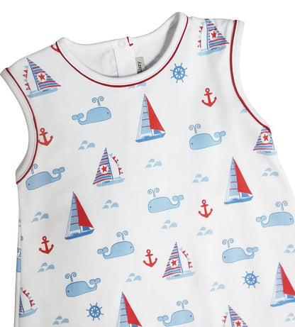 Nantucket Whales and sailboats A line Girl's dress