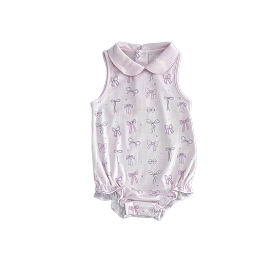 Pima Bows Bubble Romper in Pink