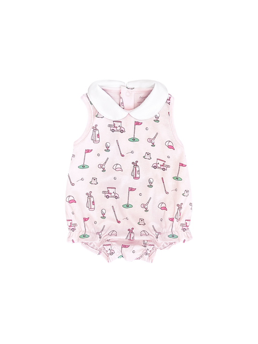 Pima Golf Bubble Romper in Pink
