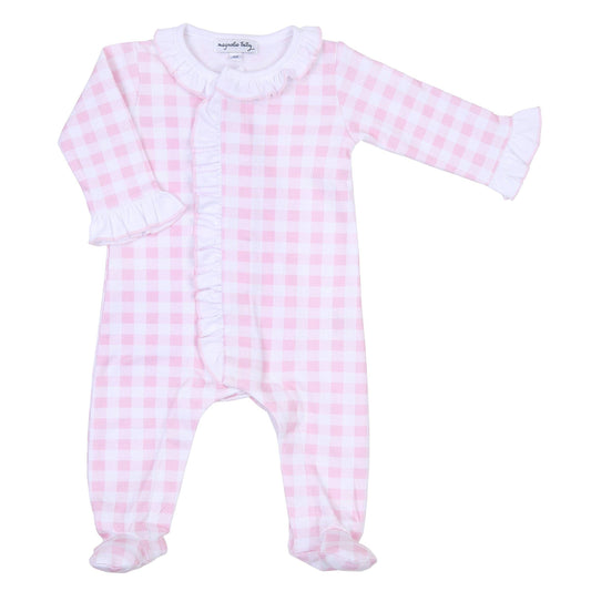 Baby Checks Ruffle Collar Footie