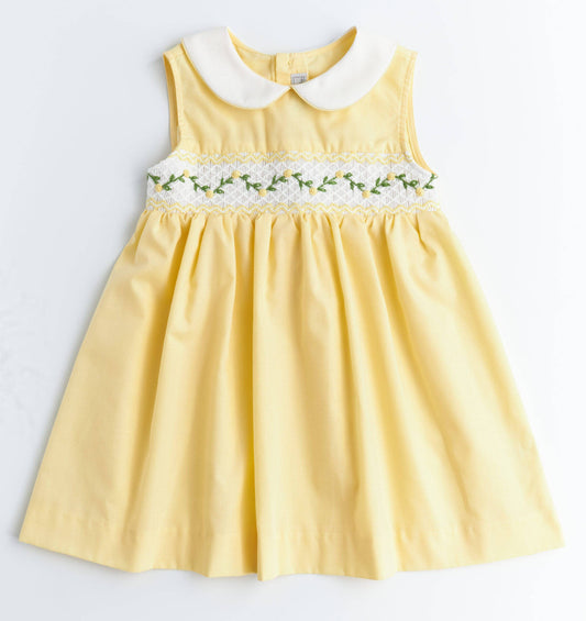 Yellow Flower Smocked Dress