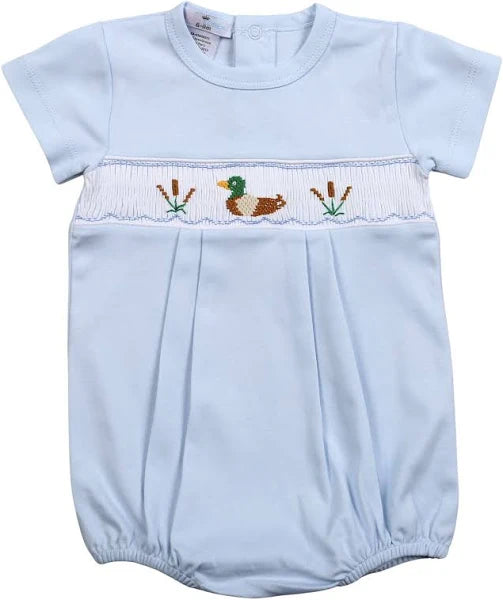 Mallard Hand Smocked Bubble Blue